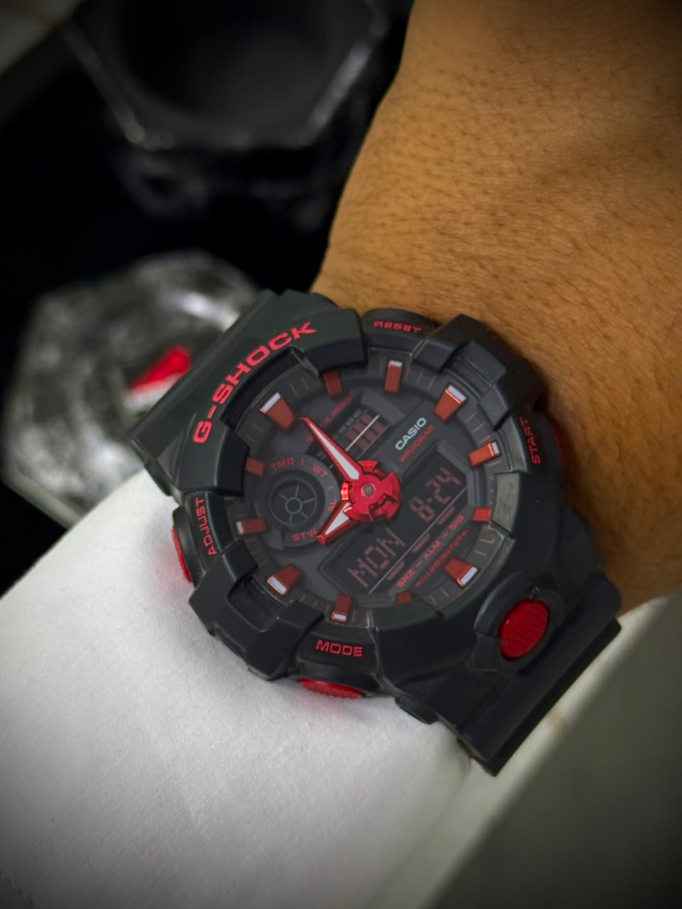 Casio G-Shock GA-700BNR-1ADR — Black Resin, Red Accents