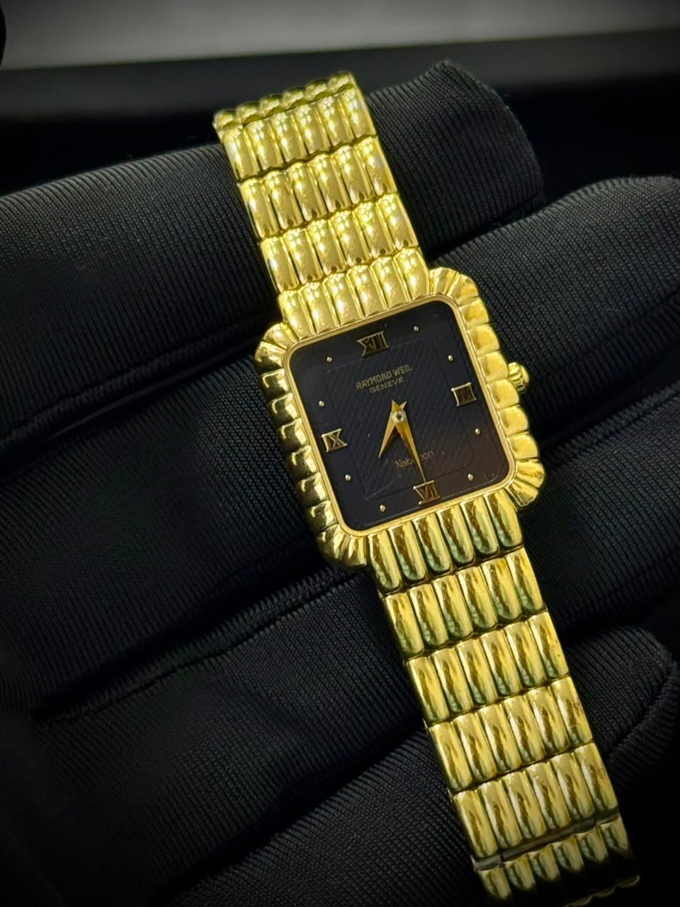 Raymond Weil 3753-2 — Vintage 18k Gold Electroplated, Black Dial